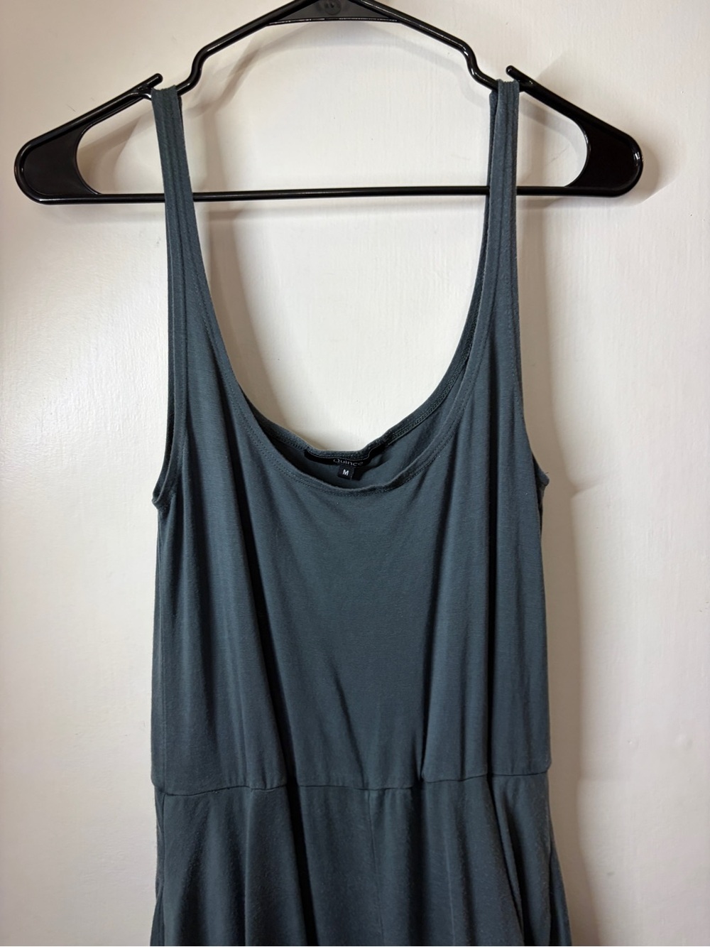 Quince Tencel Jersey Fit & Flare Dark Olive Green Sleeveless Cami Midi Dress M - Picture 5 of 14